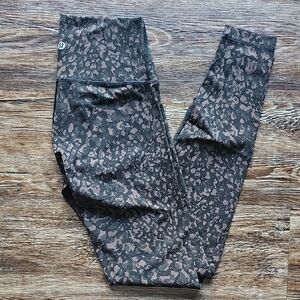 lululemon Wunder Under 28" Brown and Black Leopard Printed High-Rise Leggings